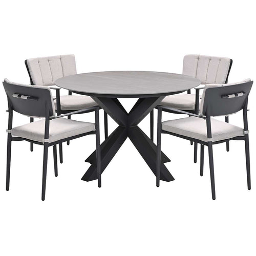 Garden Impressions tuinset Dane - Duuk - donker grijs - Ø120 cm - 5-delig