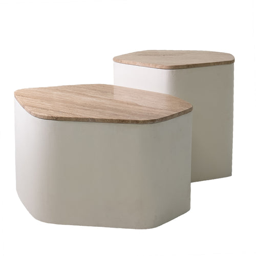 Giga Meubel Salontafel Cersei - Organisch - Travertin - 76cm
