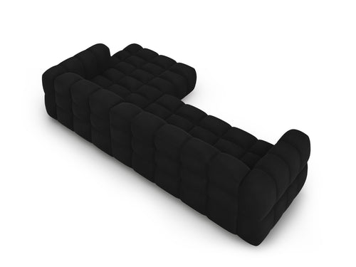 Cosmopolitan Design Modulaire hoekbank rechts Sky 4-zits, flueel, zwart - 162x300x70cm