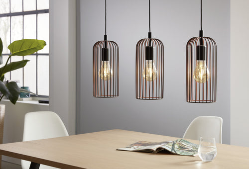 EGLO hanglamp Roccamena - e27 - 73 cm - zwart/koper