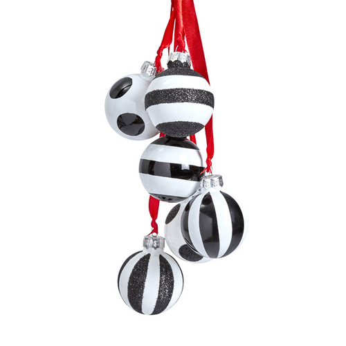 Sia Deco Kerstballen Met Motief - wit en zwart - glas - Set van 6 - D4 - vtwonen shop