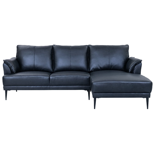 Furnhouse chaise longue bank rechts Soul - Zwart - Leer - 155x233x88