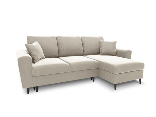 Cosmopolitan Design Omkeerbare converteerbare hoekbank met opbergdoos Kyoto 4-zits, flueel lichtbeige - 145x241x88cm