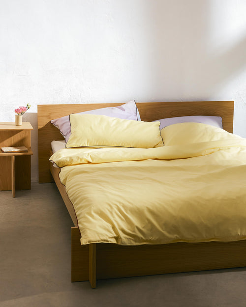 noo.ma Oba dekbedovertrek 140x200 cm - satijn 300 TC, tweekleurig Classic White