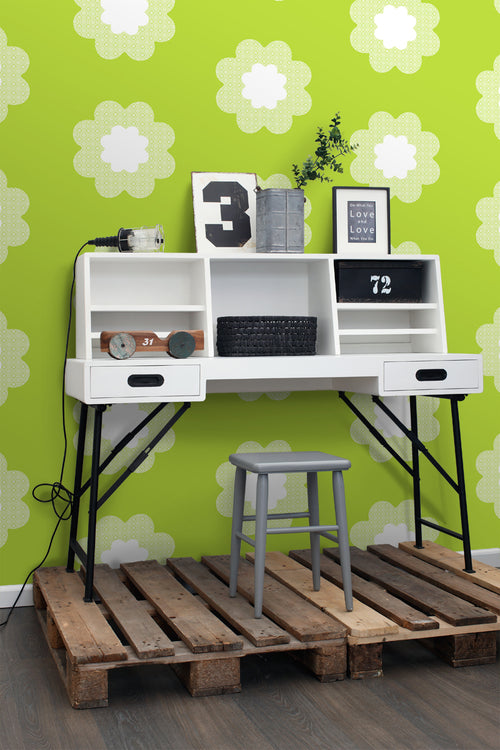 ESTAhome behang kanten bloemen limegroen - 53 cm x 10.05 m - 114952
