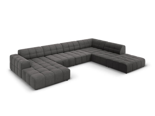 Cosmopolitan Design Panoramische hoekbank rechts Chicago 7-zits, flueel grijs - 263x375x78cm