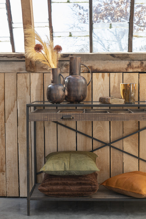 J-Line vaas Sparta - ijzer - brons - small - 26.5 cm hoog