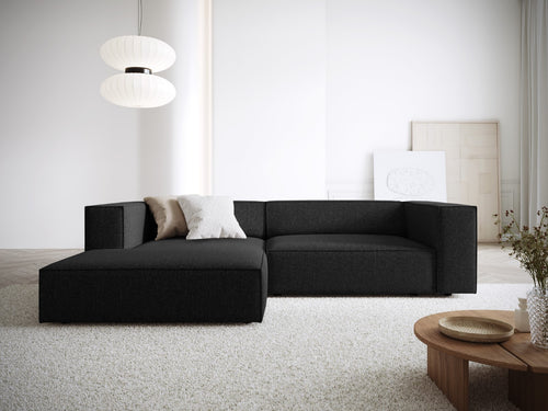 Cosmopolitan Design linker hoekbank Arendal 3-zits, chenille, zwart - 166x224x70cm