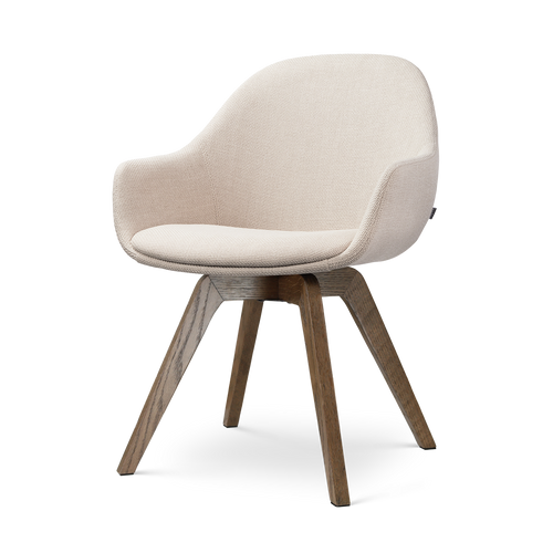 Nolon Noor-Mae draaibare eetkamerstoel beige - walnoot houten onderstel