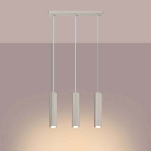 Sollux Lighting Hanglamp KARBON 3L beige - 45x6,5x98cm