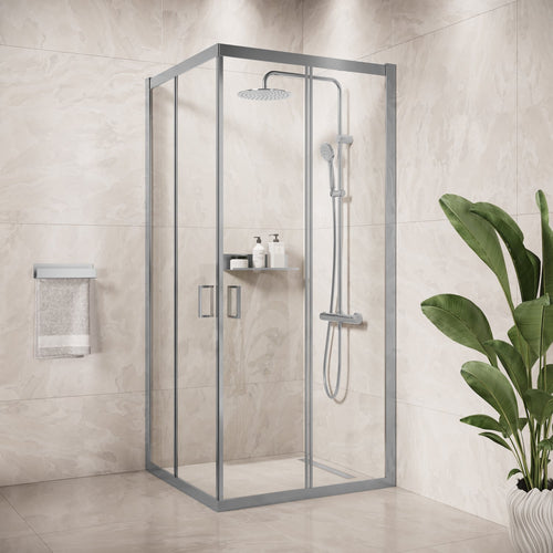 Badplaats Douchecabine Dakota 80 x 80 x 190 cm – Chroom – Douchewand met Schuifdeur
