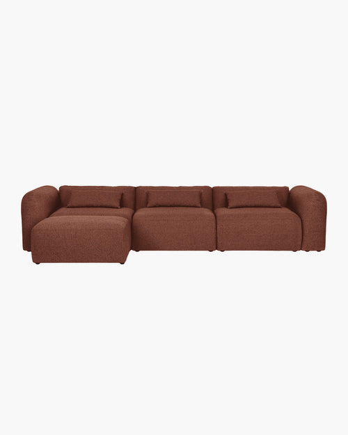 noo.ma Yaro 4-zits hoekbank, Brick Red Bouclé, 248x100x69 cm