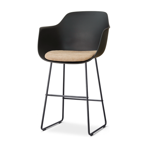 Nolon Nino-Liz barkruk zwart met nougatbruin zitkussen - zwart onderstel - 75 cm