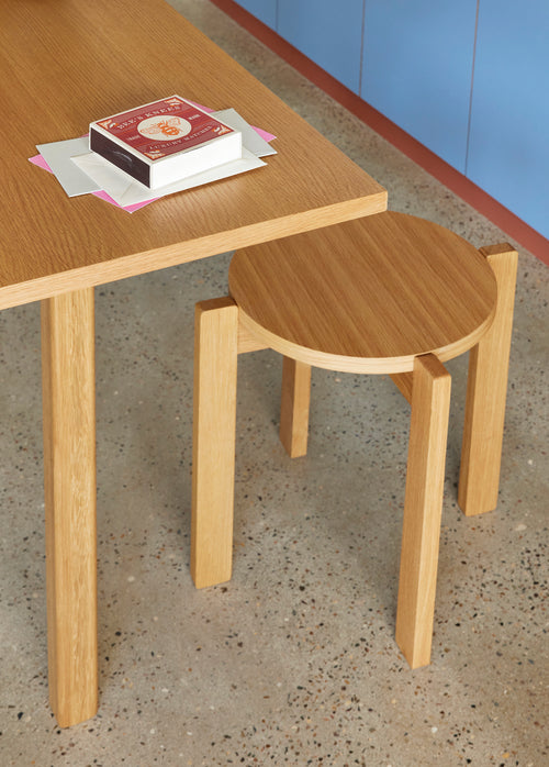 Hübsch kruk Always - mdf/okernfineer/eikenhout - ø45xh42cm