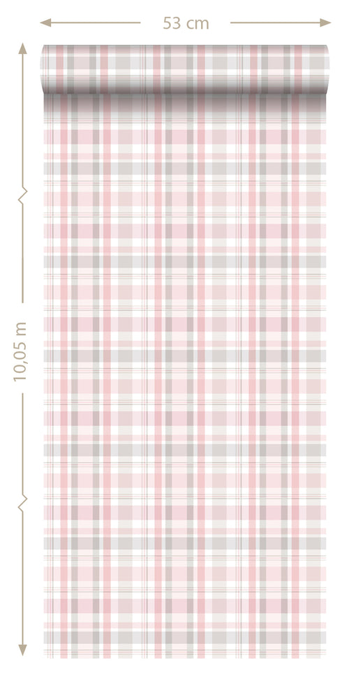 ESTAhome behang ruiten licht roze - 53 cm x 10.05 m - 138953