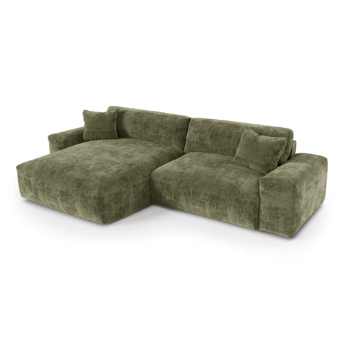 Premium Interiors - Linkerhoekbank CHEER - gewaafd fluweel vintage groen 312cm