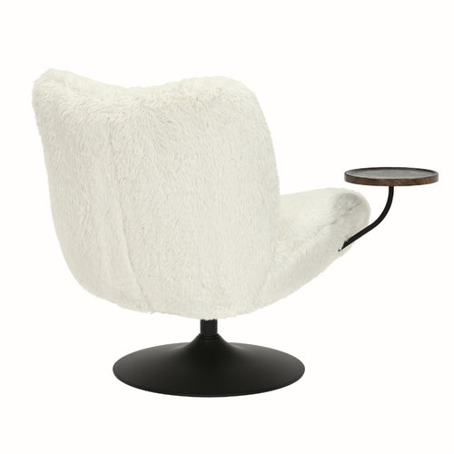 DÉJA Living Draaifauteuil Morten - Beige Fluffy/Zwart - Incl. Tafeltje - vtwonen shop