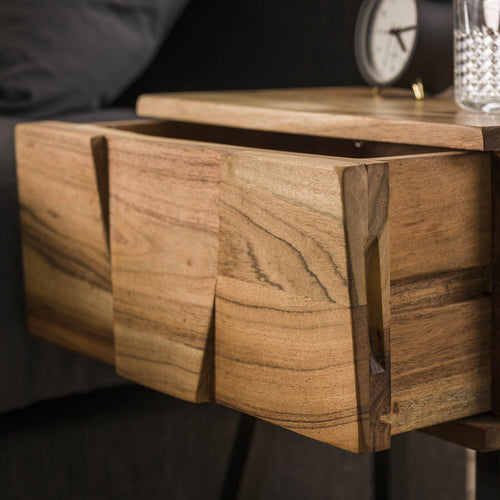 Giga Meubel Nachtkastje Demn - Bruin Hout - 1-Lade - 60x40x30cm