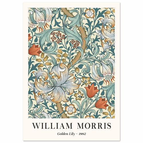 Artfulprints Poster met Lijst William Morris - Golden lilly II 1882   - 30x40 cm - Groen