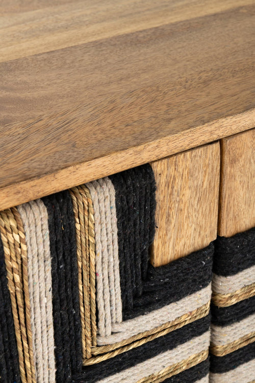 J-Line kast Geweven Draadontwerp - hout - naturel/zwart