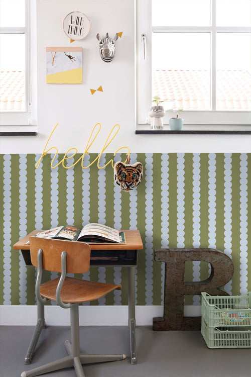 ESTAhome behang grafische print blauw en groen - 0.53 x 10.05 m - 131747