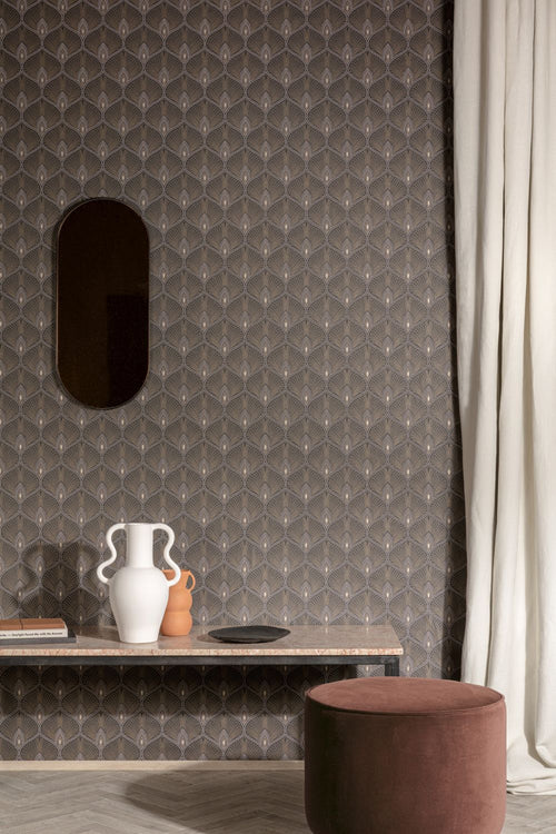 Masureel behang art deco motief zwart - 53 cm x 10.05 m - 632119 - vtwonen shop