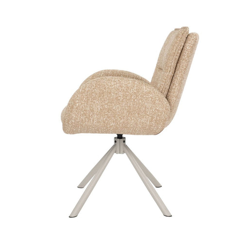 Giga Meubel Eetkamerstoel Tina - Taupe - Draaibaar - Armleuningen - Scandinavisch - Set van 2