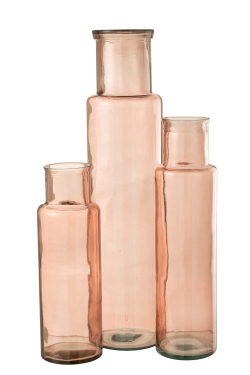 J-Line vaas Cilinder - glas - lichtroze - large - 75 cm hoog
