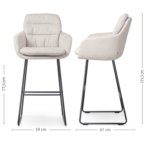 Nolon Nino-Mia Barkrukken Set van 2 - Beige - Zwart - 75 cm