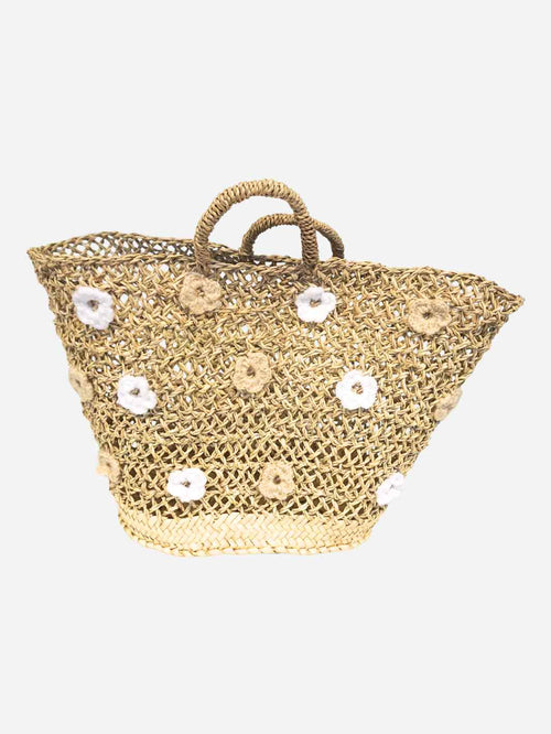 NOA MAY Tas Flora - naturel/beige/wit - zeegras - 50 x 40 x 30 cm