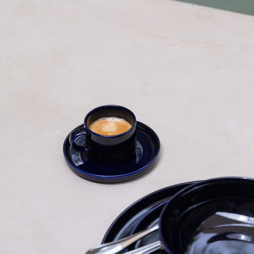 S|P Collection - Mokkaschotel 12cm midnight blue Aster - Set van 4