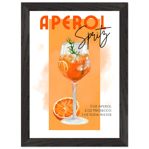 Artfulprints Poster met Lijst Aperol Spritz - Orange   - A4 21x29.7 cm - Oranje