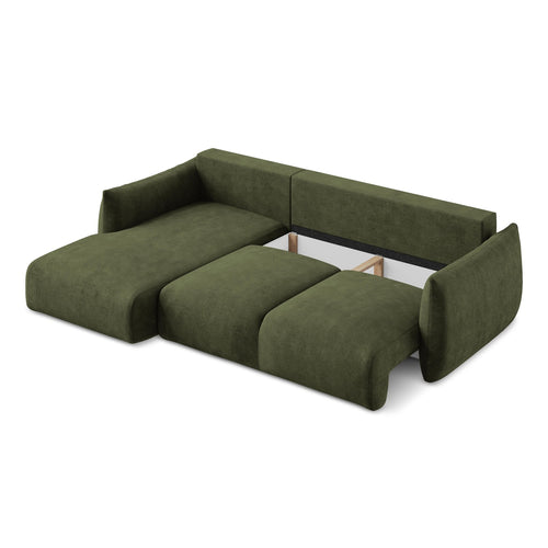 LaMiaSofa hoekbank links Savona - chenille stof - olijf - 242x162x90