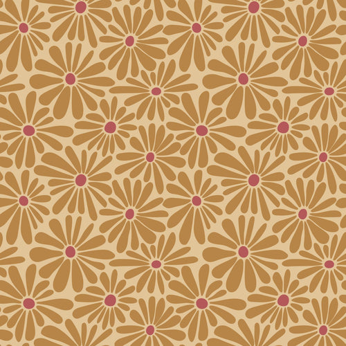 ESTAhome behang madeliefjes okergeel en roze - 50 x 900 cm - 131152 - vtwonen shop