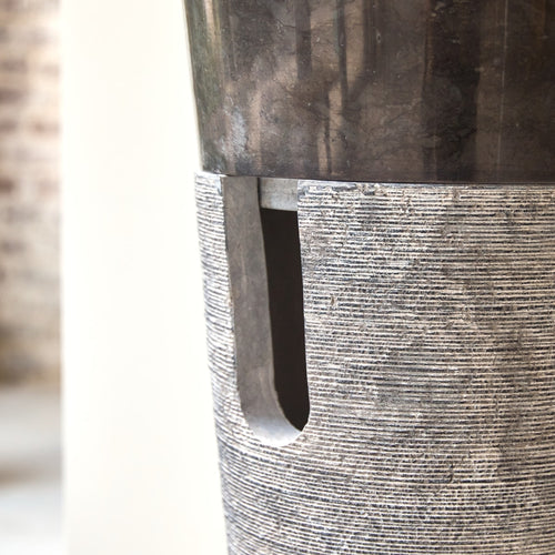 Tikamoon Staande marmeren wastafel in grijs ∅ 40 cm  - Grijs