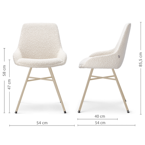 Nolon Noa-Isa eetkamerstoel bouclé beige - beige onderstel