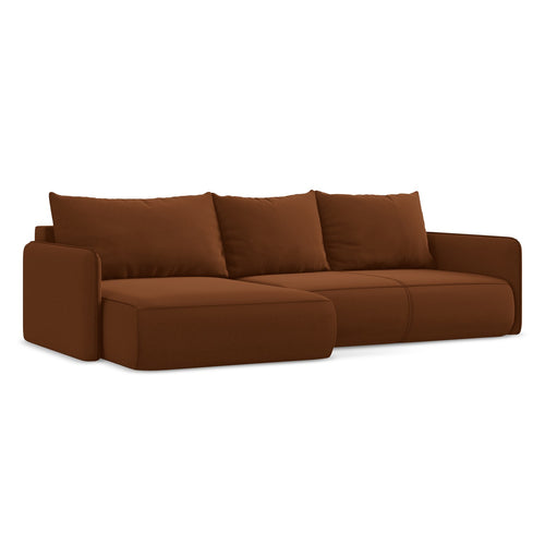 LaMiaSofa hoekbank links Palermo - velours - terracotta - 240x148x86