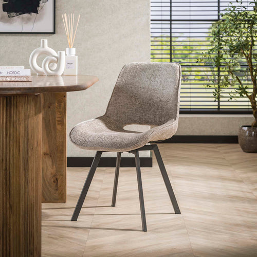 Giga Meubel Eetkamerstoel Swivel Rich - Zand Stof - Set van 4 - vtwonen shop