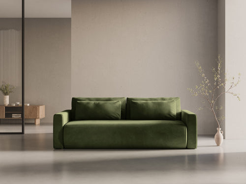 Cosmopolitan Design Slaapbank met opbergdoos Belfast 3-zits, flueel legergroen - 105x238x84cm