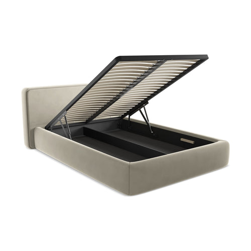 LaMiaSofa Bed met opbergruimte Firenze - velours - parel - 180x225x82