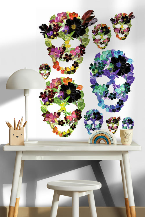 Sanders & Sanders muursticker gezichten paars, groen en roze - 85 x 65 cm - 600277