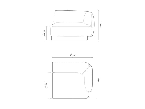 Micadoni - Rechter module "Miley" chenille koningsblauw - 90x90x70cm
