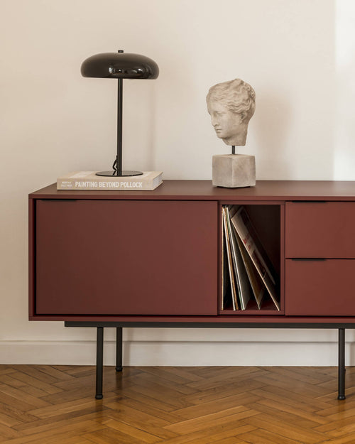 noo.ma Mod TV-stand 189 cm - Deep Beet Burgundy, board, veel opbergruimte