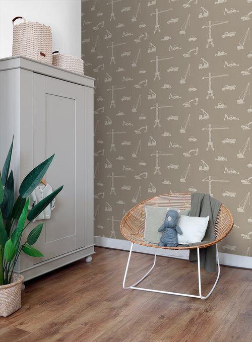 ESTAhome behang voertuigen taupe - 53 cm x 10.05 m - 139970