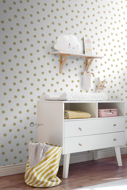 Origin Wallcoverings behang stippen wit en goud - 0,53 x 10,05 m - 347674 - vtwonen shop