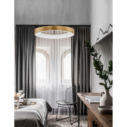 Merano Bancroft 60cm geïntegreerde LED hanglamp plafond geborsteld goud aluminium LED 50W 3250Lm 3000K