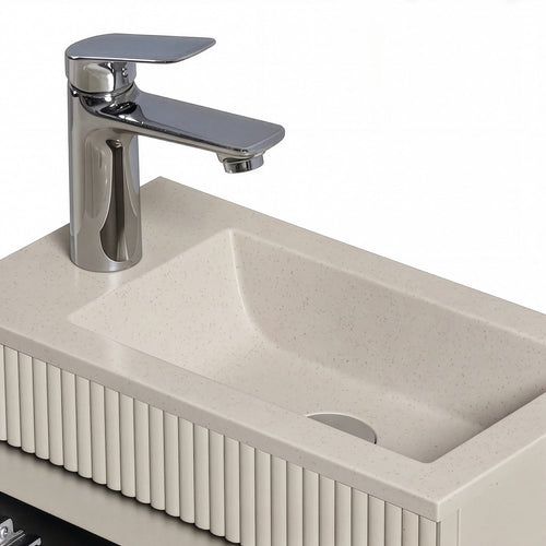 Badplaats Toiletmeubel Thermis 40 x 22 cm – Beige – Fonteinmeubel met Beige Wastafel
