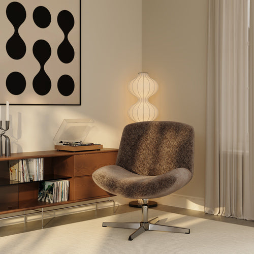 Premium Interiors - Draaistoel ABY - getextureerd fluweel espresso-bruin 66cm