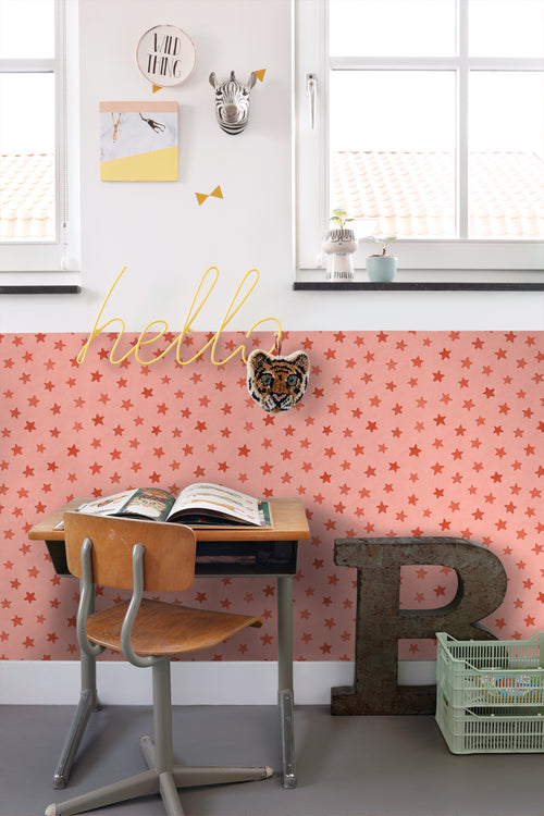 ESTAhome behang sterretjes roze en rood - 50 x 900 cm - 131710