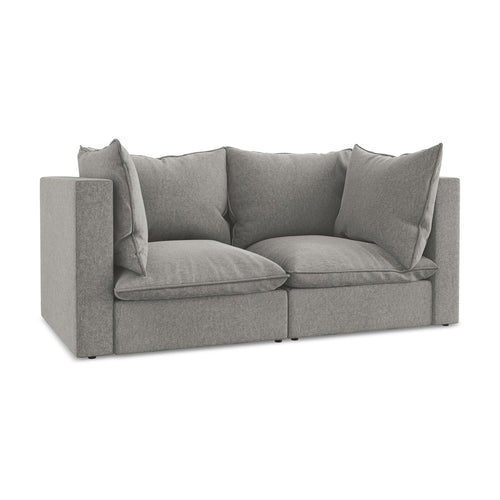 LaMiaSofa Tweezits modulaire bank Ravenna - velours - grijs - 180x90x77